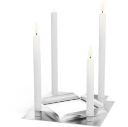Höfats Négyzet alakú gyertya, dizájner gyertyatartó - ezüst, 4 darabos szett - Höfats