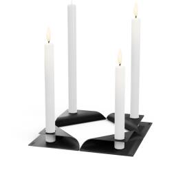 Höfats Négyzet alakú gyertya, dizájner gyertyatartó - fekete, 4 darabos szett - Höfats