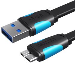 Vention Kábel töltéshez és adatátvitelhez Vention Flat VAS-A12-B025, USB/Micro-USB B, 25 cm, fekete (INN-056718)