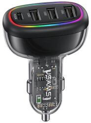 USAMS autós töltő 1xUSB-C 3xUSB-A C34 48W 3A+C PD Gyors Töltés fekete CC170CC01 (US-CC170)