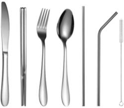 TRENDY S 8 rozsdamentes acél evőeszköz készlet, utazáshoz és irodához, TRENDY'S, króm (TCM-9C)