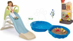 Smoby Set tobogan cu joc de apă și perete de joacă cu activități Toboggan GM Slide Life Smoby lungimea suprafeței de alunecare 150 cm și nisipar cu două părți Scoică (SM820509-19)