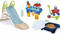 Smoby Set tobogan cu joc de apă și nsipar cu scaun Toboggan GM Slide Life Smoby lungimea suprafeței de alunecare 150 cm și pistă de apă cu cărucior de tras (SM820509-25)
