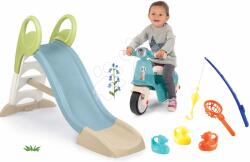 Smoby Set tobogan cu joc de apă și babytaxiu motocicletă Toboggan GM Slide Life Smoby lungimea suprafeței de alunecare 150 cm cu undiță și rățușcă (SM820509-20)