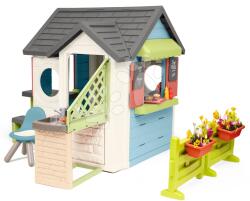 Smoby Căsuță cu restaurant și magazin cu măsuță Chef House Life Smoby extensibilă cu soluție de supraetajare și scăunel (SM810256-I) Casuta pentru copii