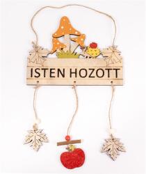 IRIS fa kopogtató tábla, "isten hozott" felirattal, gomba, sündisznó, falevelek 18 x 35cm (065873)