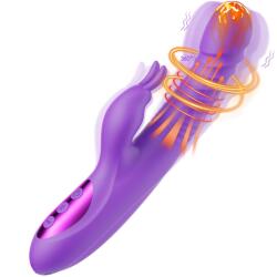 Passion Labs Vibrator Iepuras Samira Vibrating&Rotating&Thrusting&Heating, Silicon, USB, Mov, 24.5 cm, Passion Labs, Sensations Vibrator