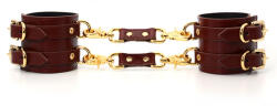 SuperLove Deluxe Leather Handcuffs Wine Red