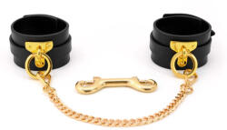 SuperLove Deluxe Leather Handcuffs Black-Gold