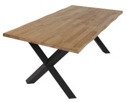 TEMPO KONDELA Étkezőasztal, tömör tölgyfa/fekete, 180x100 cm, FRIDA