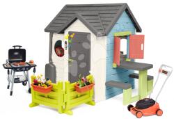Smoby Házikó étteremmel bolttal és grillezővel Chef House Life Smoby Black&Decker fűnyíróval és tovább bővíthető (SM810256-K)