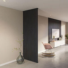 Decowall Beltéri térelválasztó szett: 16 db térelválasztó léc + 90°-os alsó/felső profil (270 cm x 100 cm) Fekete (1413083P - 1413084P)