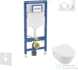 Geberit Duofix falra szerelhető WC szett, Villeroy & Boch Omnia Architectura Directflush CeramicPlus WC soft close ülőkével, Geberit Sigma 20 fehér/króm nyomólappal SANI11CK3106 (SANI11CK3106)