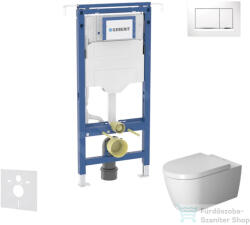 Geberit Duofix falra szerelhető WC szett, Duravit Me By Starck WC soft close ülőkével, Geberit Sigma 30 fehér/fényes króm nyomólappal SANI11CP3113 (SANI11CP3113)