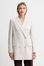 BOSS gyapjú kabát bézs, sima, kétsoros gombolású, 50548736 - bézs 44