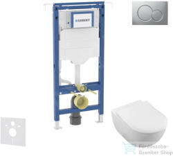 Geberit Duofix falra szerelhető WC szett, Villeroy & Boch Subway 2.0 CeramicPlus WC soft close ülőkével, Geberit Sigma 01 matt króm nyomólappal SANI11CK2100 (SANI11CK2100)