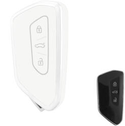 Skoda 3 gombos smart kulcs TPU tok fehér ezüst (TVW060EFH)