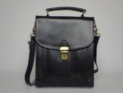 MaxModa Férfi válltáska: fekete bőr, 2 rekeszes (olasz termék) (1160876)