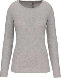 Kariban Női hosszú ujjú kereknyakú sztreccs póló, Kariban KA3017, Light Grey Heather-2XL (ka3017lgrh-2xl)