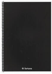 Fortuna Spirálfüzet vonalas FORTUNA Monocolor A/5 70 lapos fekete