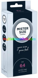 MISTER SIZE 64 ultra vékony óvszer 10 db, 64x225 mm, síkosított, kiváló, prémium minőségű, sikosított