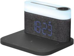 Proove 3 az 1-ben Éjjeli lámpa + Ébresztőóra Nappali és Éjszakai LED 1200mAh 3W induktív töltéssel 15W sötétszürke - smartdiszkont