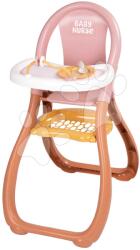 Smoby Scaun de masă cu cercuri colorate Highchair Soft Baby Nurse Smoby cu lingură și farfurie pentru păpușă de 42 cm de la 18 luni (SM220388)