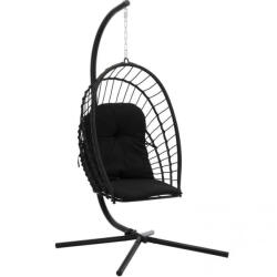  Eris fekete összecsukható függőfotel párnával 100 × 97 × 190 cm (FAT0916)