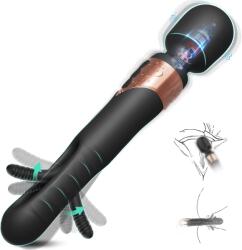 SuperLove Triple Pleasure Massage Wand & Flapping Vibrator Black Vibrator