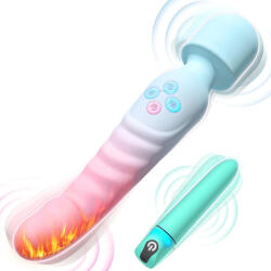 SuperLove Double Pleasure Heating Massage Wand & Bullet Vibrator Set Blue-Pink Vibrator