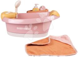Smoby Kiskád működő zuhanyrózsával Balneo Bath Soft Baby Nurse Smoby Jacuzzi fürdő LED világítással és buborékoló funkcióval elektronikus (SM220386)