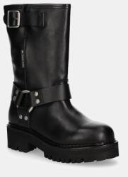 Tommy Jeans bőr csizma TJW URBAN BIKER BOOT LEATHER fekete, női, platformos, EN0EN02728 - fekete Női 37