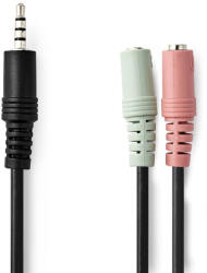 Nedis sztereó audio splitter kábel 3.5mm jack apa - 2x jack anya 0.2m, fekete - CAGP22150BK02