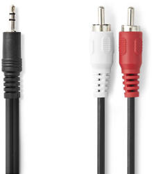 Nedis sztereó audio kábel 3.5mm jack apa - 2x RCA apa 10m, fekete - CAGL22200BK100