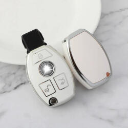  Mercedes 3 gombos kulcs TPU tok fehér ezüst (TME015EFH)