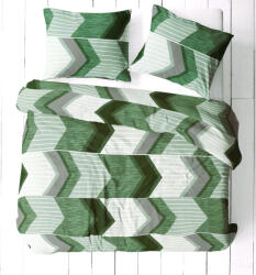  3 részes pamut ágynemű huzat szett - 140X200 cm / csíkos zöld modern mintás