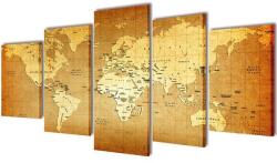 VidaXL Set tablouri din pânză cu imprimeu harta lumii, 100 x 50 cm (241596)