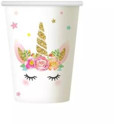 Godan Set de 6 pahare carton cu model unicorn - 266 ml (PF KPJE)