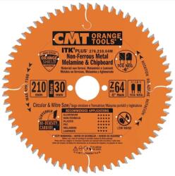 CMT Ultra tenký kotúč na lamino, plast a neželezné kovy - D210x1, 8 d30 Z64 HW 276.210. 64M (27621064M)