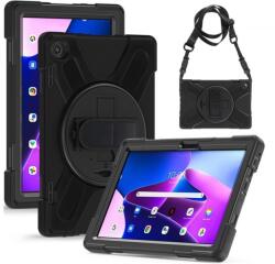 Gigapack samsung tab s6 lite 10.4 lte defender műanyag telefonvédő ütésállóság, 360° + kézpánt, fekete (GP-98582)