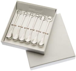 Casa Bugatti 6 db Casa Bugatti kávéskanál készlet, Portafortuna, bemutató doboz, prémium anyagú, fényes felület, rozsdamentes acél, ezüst (IN-050A08/6)