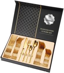 TRENDY S TRENDY'S rozsdamentes acél evőeszköz készlet, 24 db, 6 személyes, arany (TCM-10G)