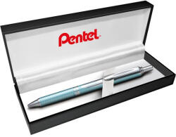 Pentel Zseléstoll, 0, 35 mm, nyomógombos, aquamarin tolltest, PENTEL EnerGel BL-407 fekete, ajándék kék tollbetéttel (PENBL407LS) (PENBL407LS)