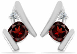  Ezüst Fülbevaló Barton Gránáttal és Fehér Topázzal - 0.8 Karát