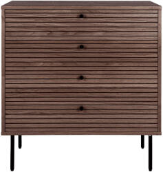House Nordic Kyoto Komód, 4 fiókos, tölgyfa furnér, füstölt, fekete fém lábak 80x40x85 cm (3101006) - geminiduo