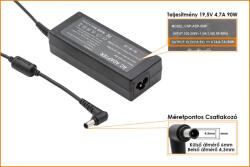 Laptophardware Sony VGP-AC19V32 19.5V 4.7A 90W helyettesítő új töltő (PCGA-AC19V10, PCGA-AC19V11)