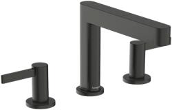 Hansgrohe Finoris Mosdócsaptelep 110, Push-Open lefolyógarnitúrával, Szálcsiszolt Fekete Króm 76033340 (76033340)