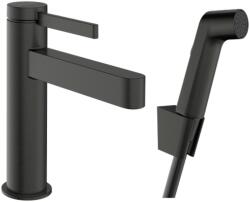 Hansgrohe Finoris Egykaros mosdócsaptelep 110, bidé kézizuhannyal és 160cm-es zuhanytömlővel, Szálcsiszolt Fekete Króm 76210340 (76210340)