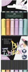 Faber-Castell Carioci cu varf pensula, 6 culori/set pastel, FABER-CASTELL Black Edition (FC116453)