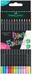 Faber-Castell Creioane colorate pastel si neon, 12 buc/set, Black Edition FABER-CASTELL (FC116410)